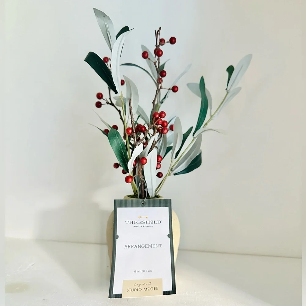 Studio McGee Artificial Red Berry Plant Arrangement.